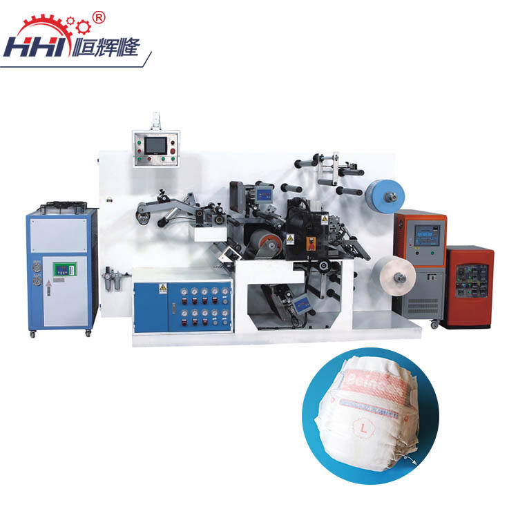 Full servo hot melt adhesive PE breathable central laminating machine for diaper backsheet